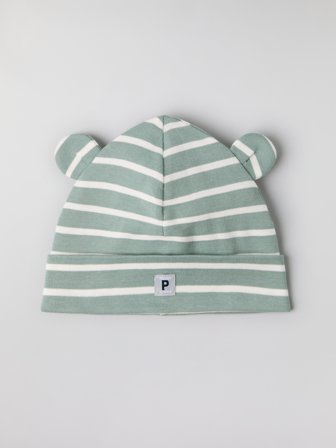 Polarn O. Pyret - Stripey beanie with ears - 40|42 - Childrenswear - grey