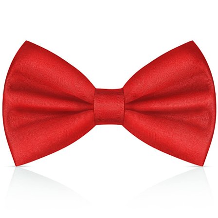 Herreflue, Klassisk Ensfarvet Forbundet Flue til Mænd, Satin Smokingflue, Justerbar Formel Halsflue til Fester, Bryllupper (Rød)
