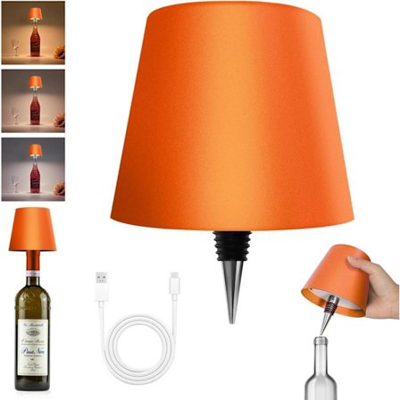 Flaskelampe med LED, dimbar bordlampe for vin- og whiskyflasker, trådløs og oppladbar_TF_TF
