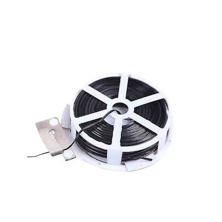 Plastisk hage-twist-tie med dispenser og kutter for hagearbeid, hjem, kontor (svart, 100m)