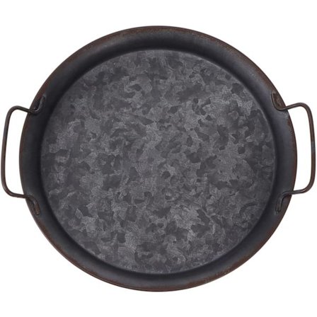 Metalljärn serveringsbricka - Industriell stil dekorativ rund bricka med handtag för visning av smycken