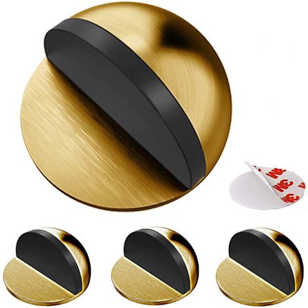 Golvstopp i rostfritt stål, 4-pack dörrstopp, självhäftande med skruvar och lim, lämplig för alla hårda golv, golvbuffert D