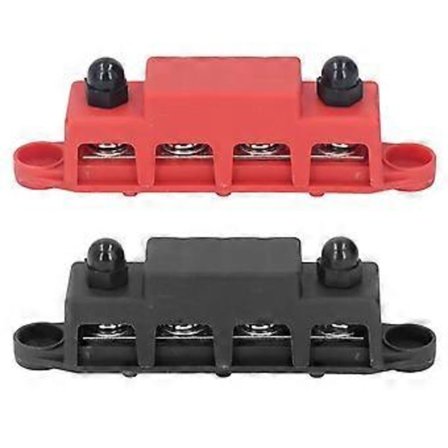 2 kpl Bus Bar -liitinlohko 48V 250A Raskaan käytön moduuli Virranjakelu DC-kotelo 4 asentoa M10 RV-veneeseen punainen musta