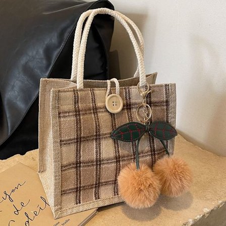 Handväska för kvinnor Tote Bag KHAKI KNAPP KNAPP