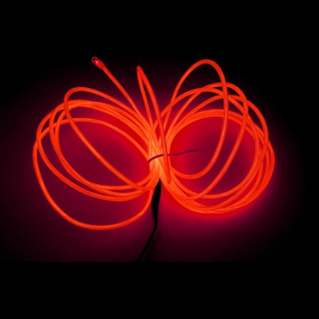 EL Wire Röd, 5m Portabel Batteridriven Neonljusslinga, 360° Justerbara Självlysande Slingor för Fester, Halloween och DIY Hem