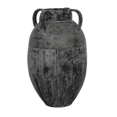 Metallinen laavamaljakko, 30x30x50 cm, musta/harmaa