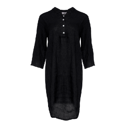 Tiffany 17690p, Shirt Dress With Pocket, Linen - Black Klänningar Dam Svart S/M