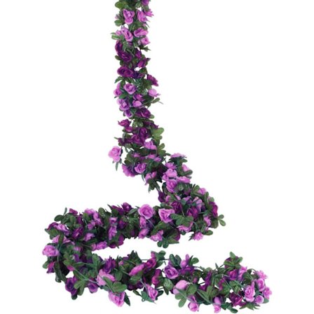 5 stk. 41 fod kunstige rosenranke blomsterplanter kunstige blomster hængende rosenefeu til hjem hotel kontor bryllupsfest (lyserød)