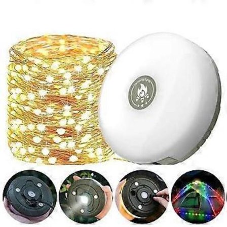 Camping Lyslenke, 2000mAh, Varer opptil 12 timer, 4-i-1 Bærbar Oppladbar Utendørs Lyslenke For Camping, Hage, Fotturer, D