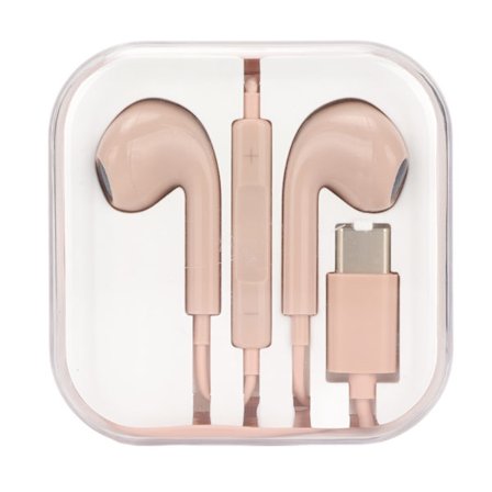 Typ C-hörlurar med brusreducering Inbyggd mikrofon Typ C Trådbundna hörlurar för Xiaomi för Huawei Rosa