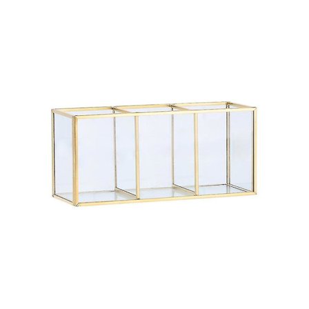 Oppbevaringsboks for sminkekoster med 3 rom, gjennomsiktig