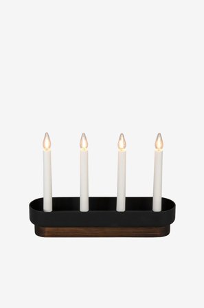 Konstsmide - Kynttilänjalka puu/muovi 4 LED 23cm - Musta - Sähkökyntteliköt - - Homeroom