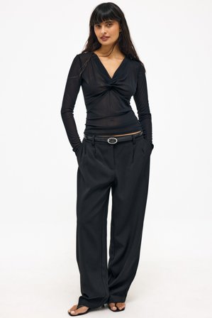 NA-KD Haut en tulle torsadé - - Noir - S