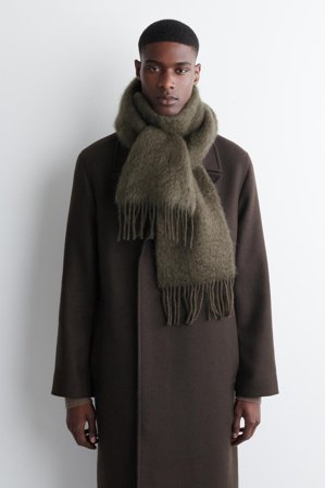 COS Men's Sciarpa In Mohair Con Frange in Marrone