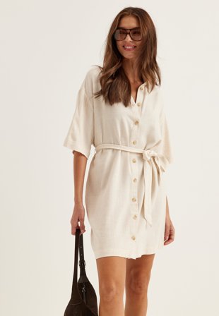Object Collectors Item - Objsanne 2/4 LO SHIRT DRESS NOOS - Sandshell