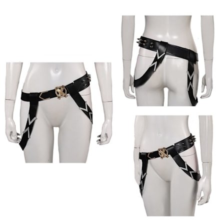 Jinx Arcane: League of Legends Jinx Cosplay Handsker + Bælte Taljebånd Deluxe Rekvisit Kun Bælte‘-PO- Kun Bælte Kvinder L